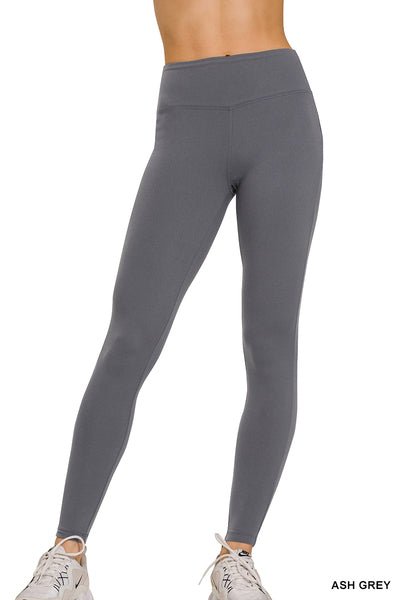 Wide Waistband Full Length Leggings - Ash Grey - leggings - Jimberly's Boutique - Olive Branch - Mississippi