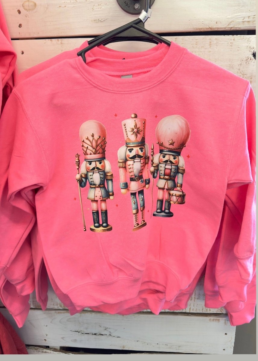 Youth Pink Nutcracker Sweatshirt - Pink - Graphic Sweatshirt - Jimberly's Boutique - Olive Branch - Mississippi