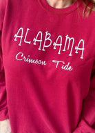 Alabama Crimson Tide Embroidered Sweatshirt - Crimson w/White - sweatshirt -Jimberly's Boutique-Olive Branch-Mississippi