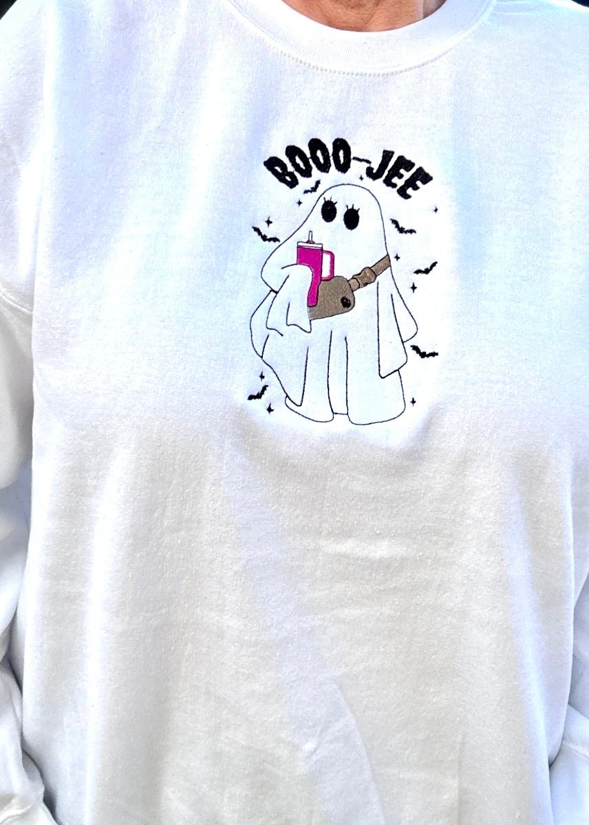 Booo-Jee Ghost | Stanley Cup | Fanny Pack | Embroidered Sweatshirt - Graphic Tee -Jimberly's Boutique-Olive Branch-Mississippi