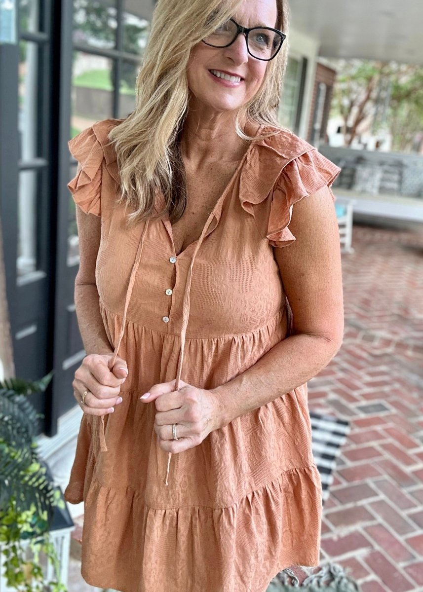 Can't Stop The Feeling Dress - Apricot - -Jimberly's Boutique-Olive Branch-Mississippi