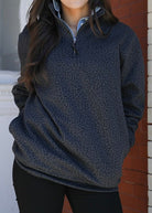 Crosswind Quarter Zip Pullover - Black Leopard - Quarter Zip Pullover -Jimberly's Boutique-Olive Branch-Mississippi