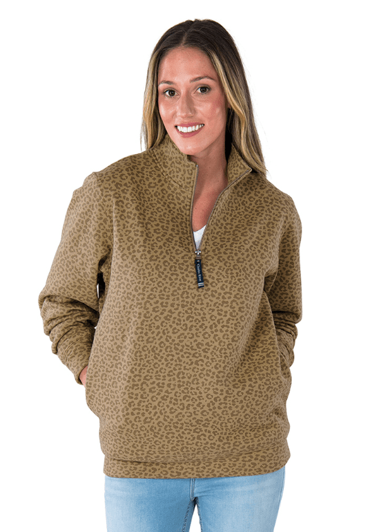 Crosswind Quarter Zip Pullover - Golden Leopard - Quarter Zip Pullover -Jimberly's Boutique-Olive Branch-Mississippi