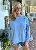 French Terry Raglan Pullover - Spring Blue - Casual Top -Jimberly's Boutique-Olive Branch-Mississippi