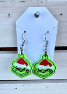 Grinch Embroidered Dangle Earrings - Grinch Earrings -Jimberly's Boutique-Olive Branch-Mississippi