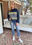 Keep You Happy Patterned Sweater - Faded Teal - -Jimberly's Boutique-Olive Branch-Mississippi