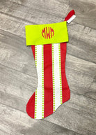 Monogrammed Christmas Stocking - Dandie Dot/Chartreuse Cuff - Stocking -Jimberly's Boutique-Olive Branch-Mississippi