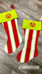 Monogrammed Christmas Stocking - Dandie Dot/Chartreuse Cuff - Stocking -Jimberly's Boutique-Olive Branch-Mississippi