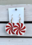 Peppermint Embroidered Dangle Earrings - earrings -Jimberly's Boutique-Olive Branch-Mississippi