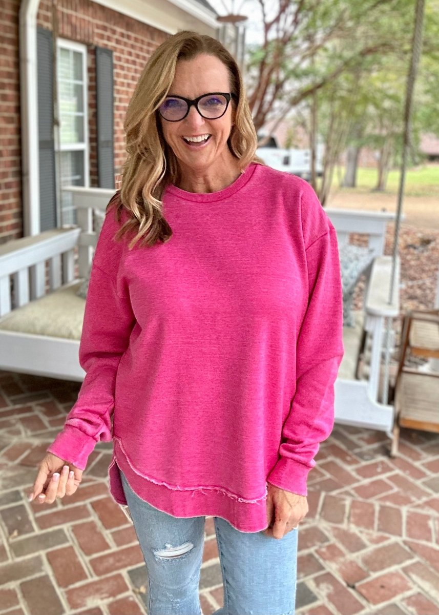 Royce Vintage Poncho Fleece - Raspberry - Royce Sweatshirt -Jimberly's Boutique-Olive Branch-Mississippi