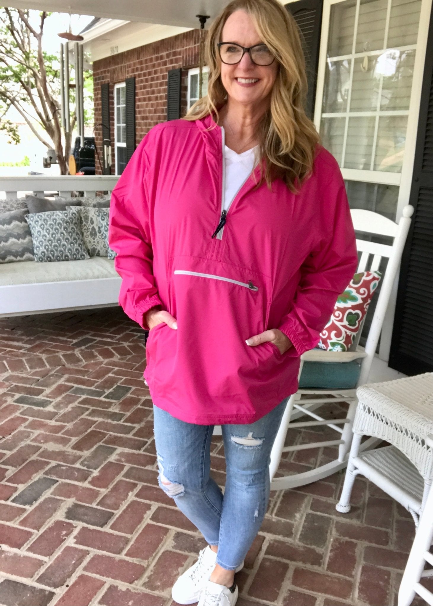 Charles River Unlined Pullover Rain Jacket Hot Pink Jimberly s Boutique