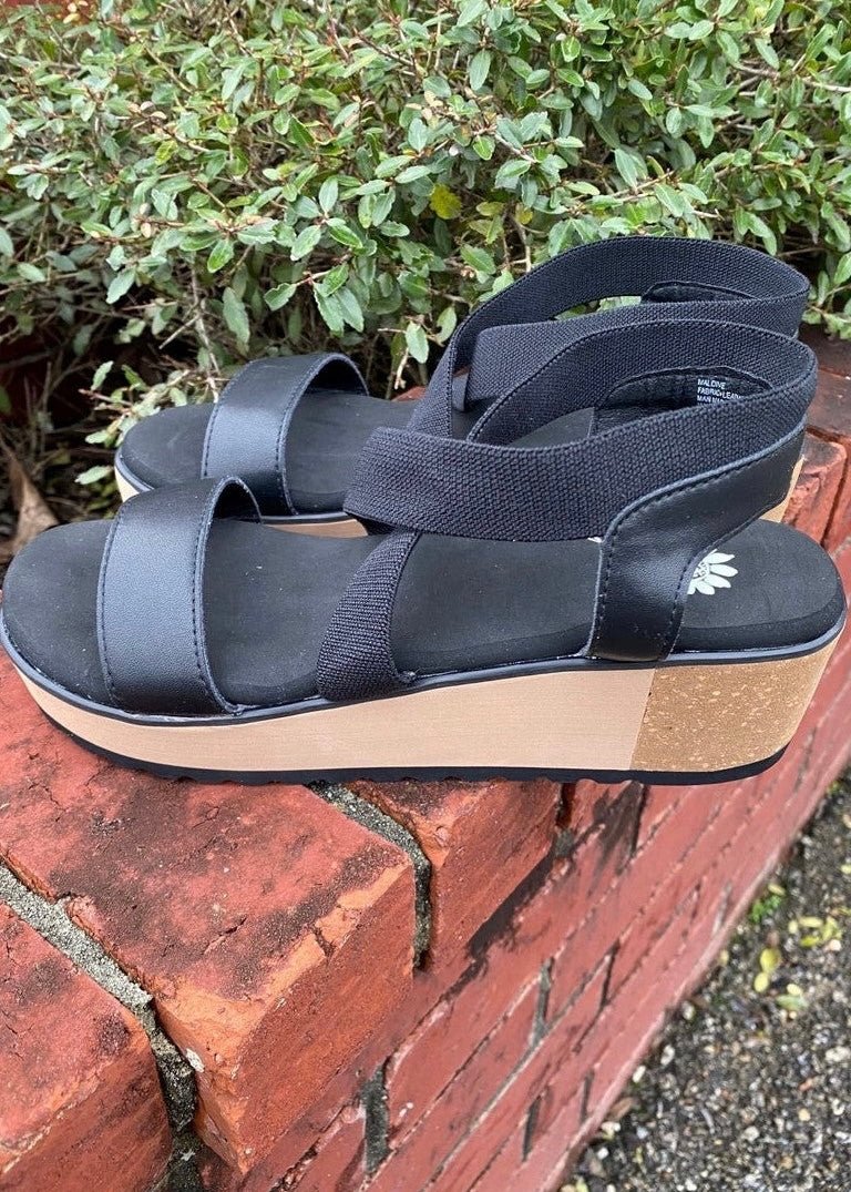 Yellow box sandals online black